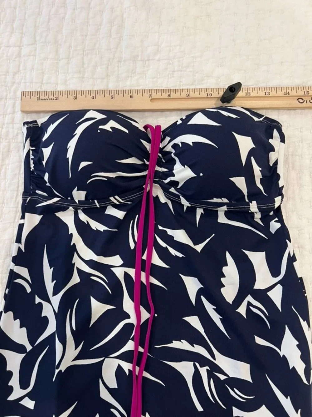 Tommy Bahama Swim Dress Extra Small Navy Halter Padded Cups Tropical Leaf Print